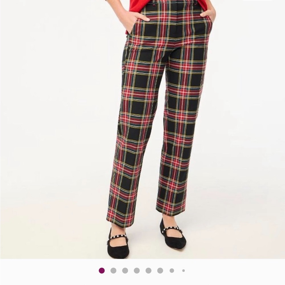 J. Crew Black and Red Plaid Straight Leg Pants